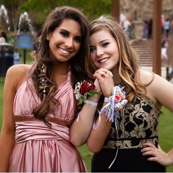 Pink custom satin shiny metallic Prom dress. - Picture 3 of 4